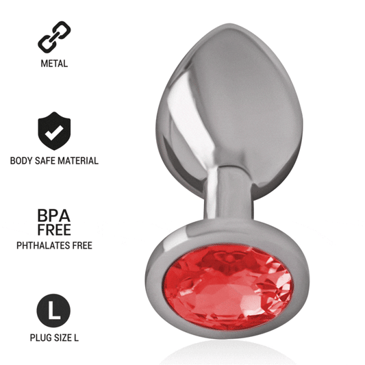 INTENSO - PLUG ANAL DE METAL DE ALUMÍNIO COM CRISTAL VERMELHO TAMANHO G