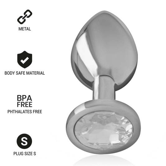 INTENSO - PLUG ANAL DE METAL DE ALUMÍNIO COM CRISTAL PRATEADO TAMANHO P
