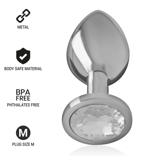INTENSO - PLUG ANAL DE ALUMÍNIO COM CRISTAL PRATEADO TAMANHO M