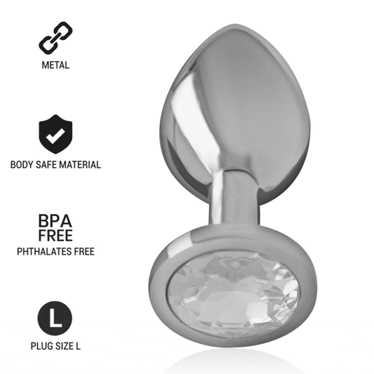 INTENSO - PLUG ANAL DE ALUMÍNIO COM CRISTAL PRATEADO TAMANHO G