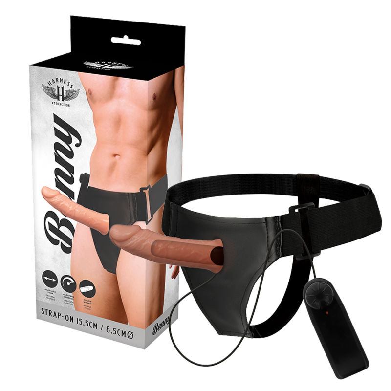 ARNÊS ATRAÇÃO - RNES HOLLOW BENNY COM VIBRADOR 15 CM -O- 4,5 CM