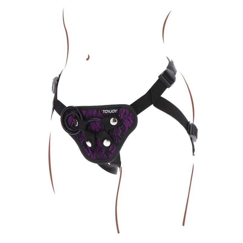 SEJA REAL - ARREIO DE RENDA COM STRAP-ON ROXO