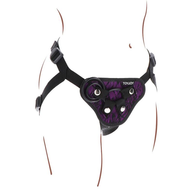SEJA REAL - ARREIO DE RENDA COM STRAP-ON ROXO