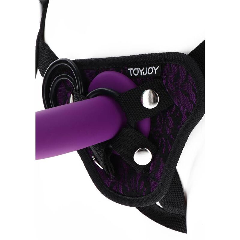 SEJA REAL - ARREIO DE RENDA COM STRAP-ON ROXO