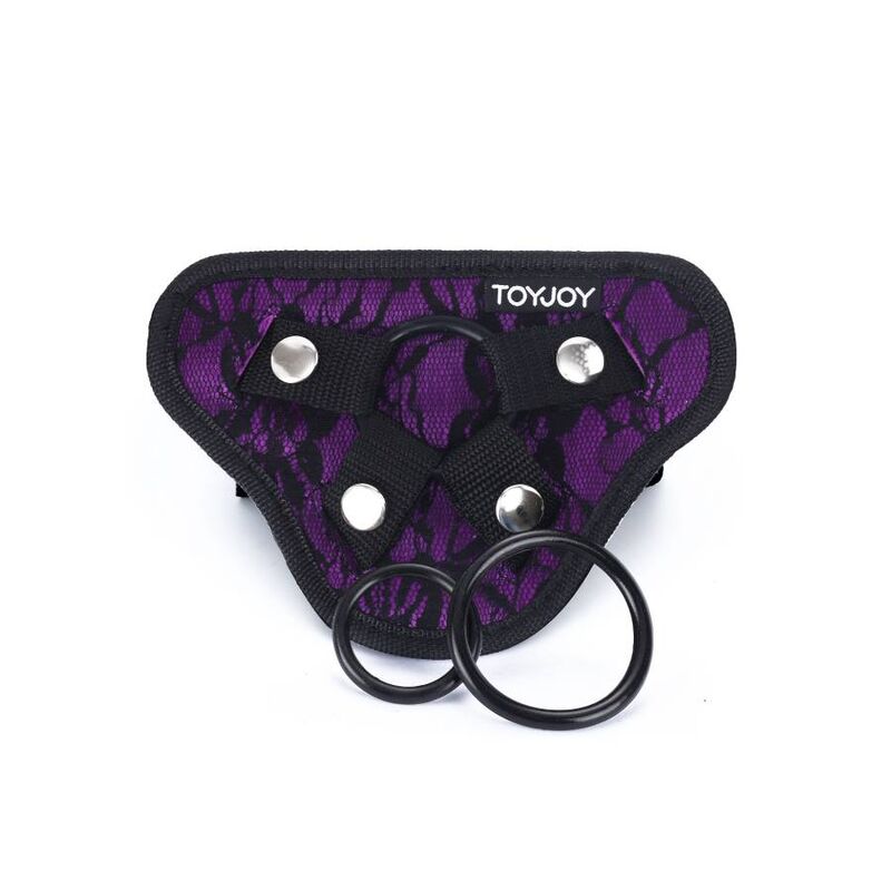 SEJA REAL - ARREIO DE RENDA COM STRAP-ON ROXO