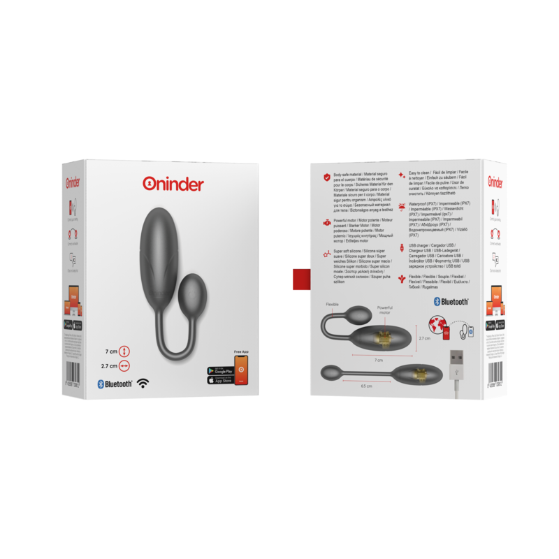 ONINDER - DENVER OVO VIBRATÓRIO PRETO 7 X 2,7 CM APLICATIVO GRÁTIS