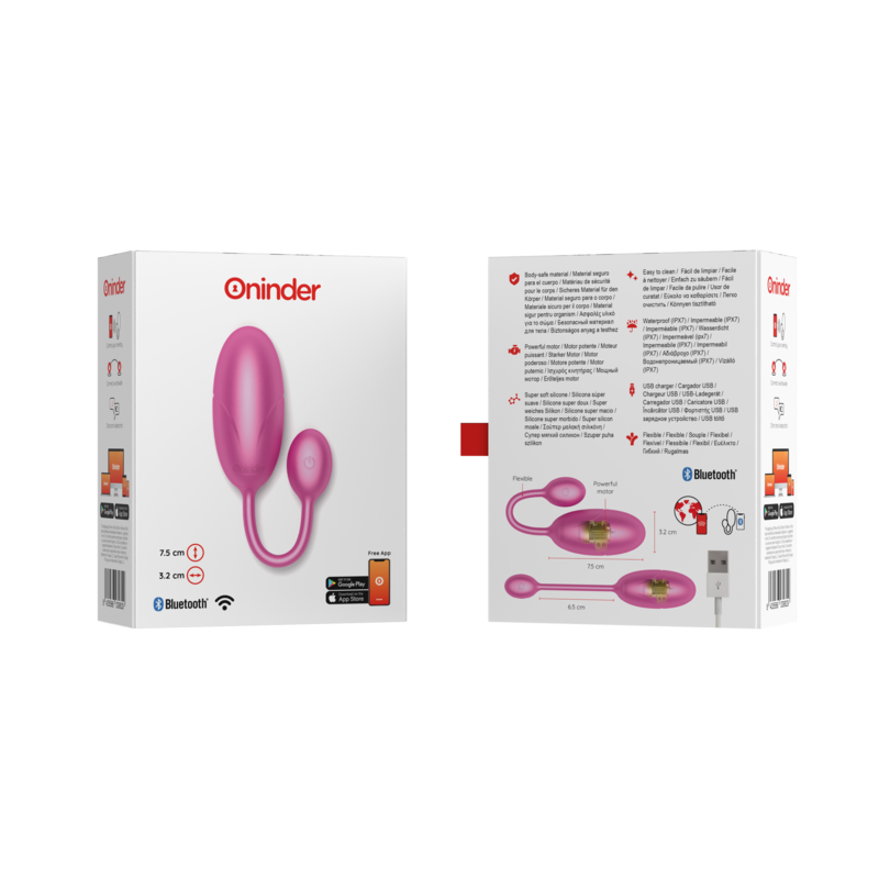 ONINDER - PINK TOKYO VIBRATING EGG 7.5 X 3.2 CM FREE APP
