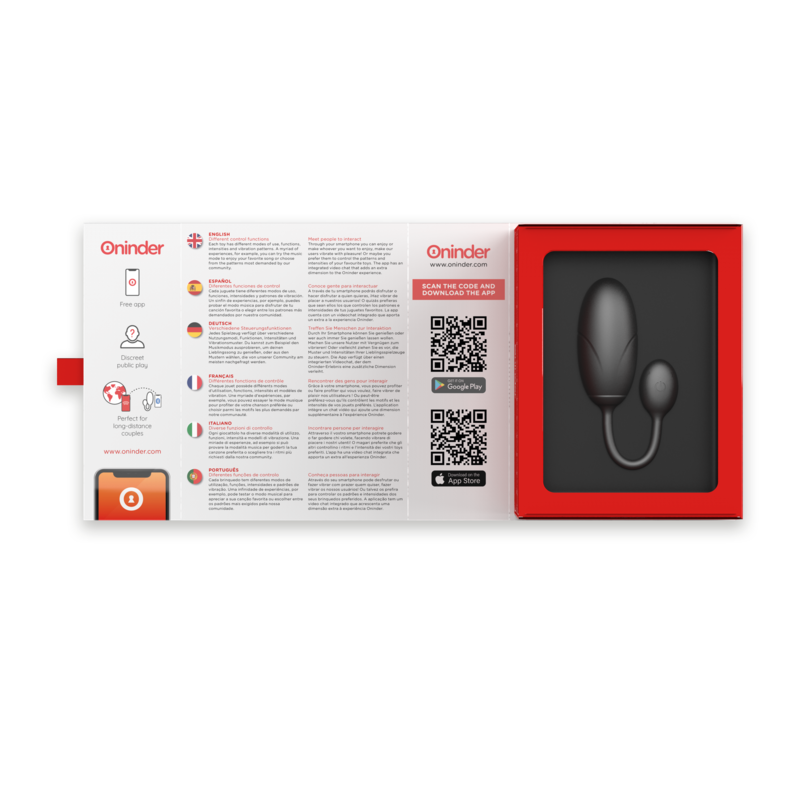 ONINDER - OVO VIBRATÓRIO DE TÓQUIO PRETO 7,5 X 3,2 CM APLICATIVO GRÁTIS