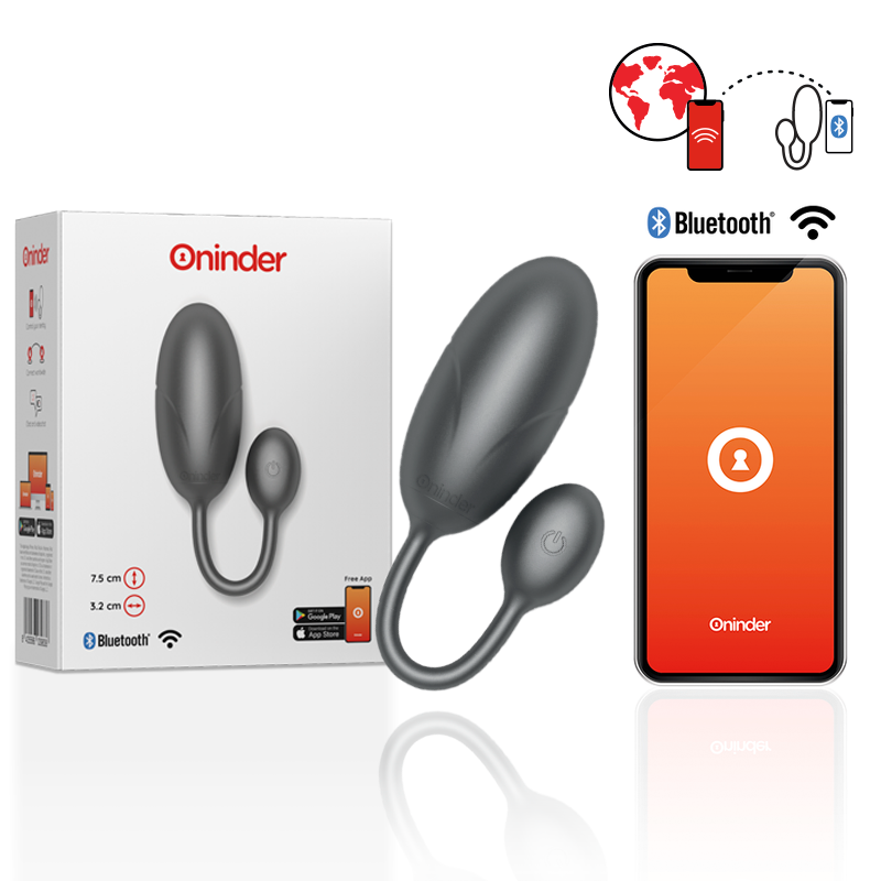 ONINDER - OVO VIBRATÓRIO DE TÓQUIO PRETO 7,5 X 3,2 CM APLICATIVO GRÁTIS