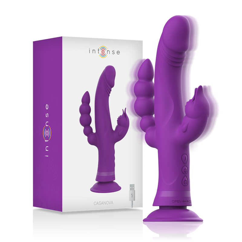 INTENSE - CASANOVA RABBIT SILICONE VIBRATOR TRIPLE PURPLE MOTOR