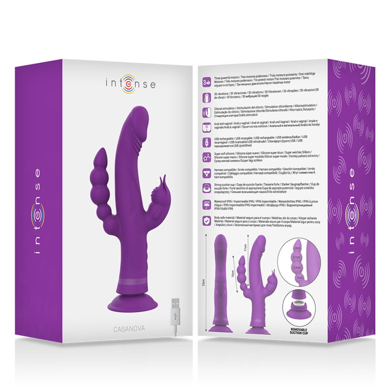 INTENSE - CASANOVA RABBIT SILICONE VIBRATOR TRIPLE PURPLE MOTOR