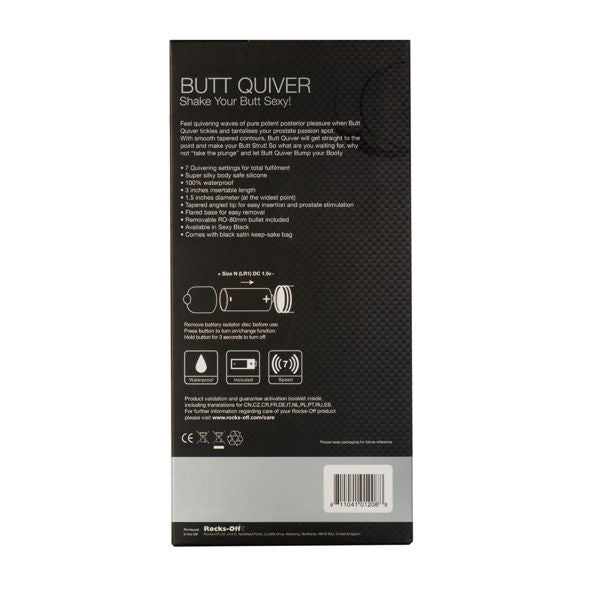 ROCKS-OFF - ESTIMULADOR BUTT QUIVER P-POINT 7 VELOCIDADES PRETO 