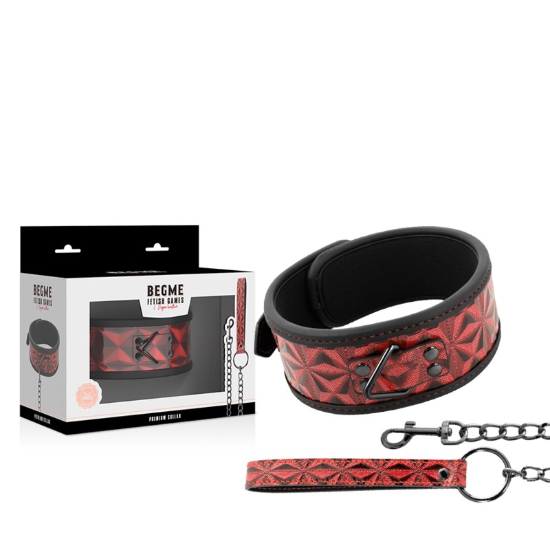 BEGME - GOLA DE COURO VEGANO PREMIUM RED EDITION COM FORRO DE NEOPRENE