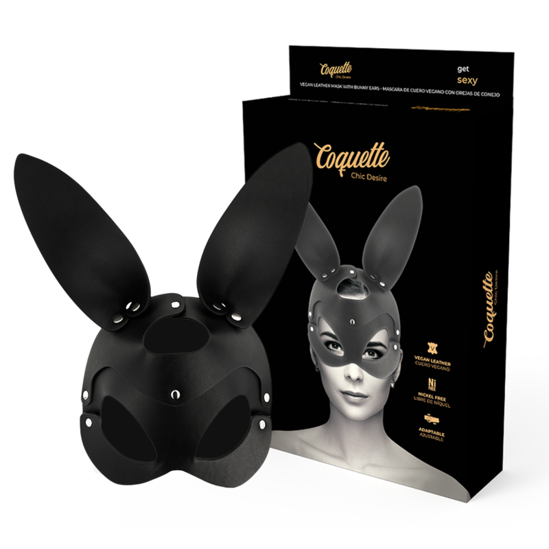 COQUETTE CHIC DESIRE - MÁSCARA DE COURO VEGANA COM ORELHAS DE COELHO