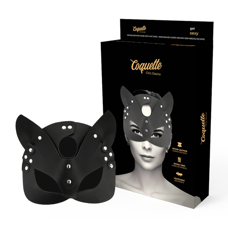 COQUETTE CHIC DESIRE - MÁSCARA DE COURO VEGANA COM ORELHAS DE COELHO