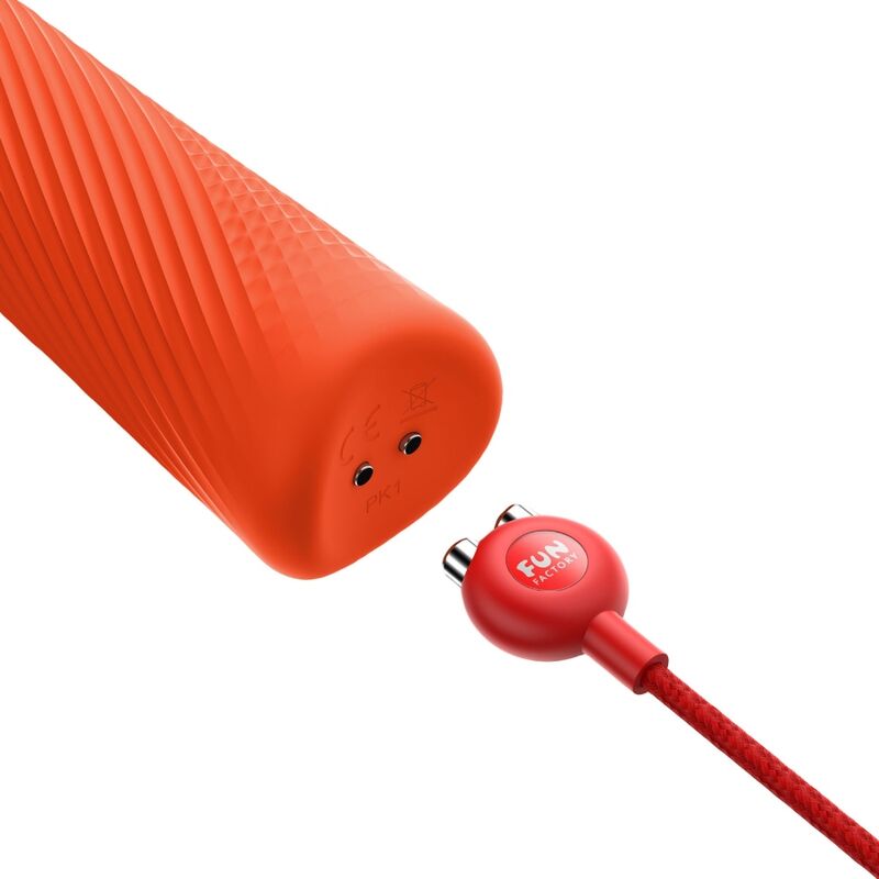 FUN FACTORY - VIM VARITA VIBRADORA DE SILICONA RECARGABLE CON PESO, COLOR NARANJA AMANECER