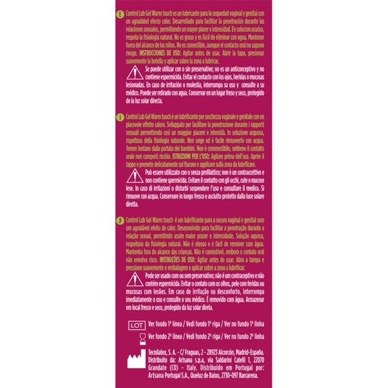 CONTROL - LUBRIFICANTE LUB GEL COM EFEITO DE AQUECIMENTO 75 ML