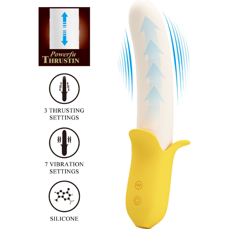 PRETTY LOVE - BANANA GEEK SUPER POWER 7 VIBRAÇÕES PARA CIMA E PARA BAIXO SILICONE PRETO