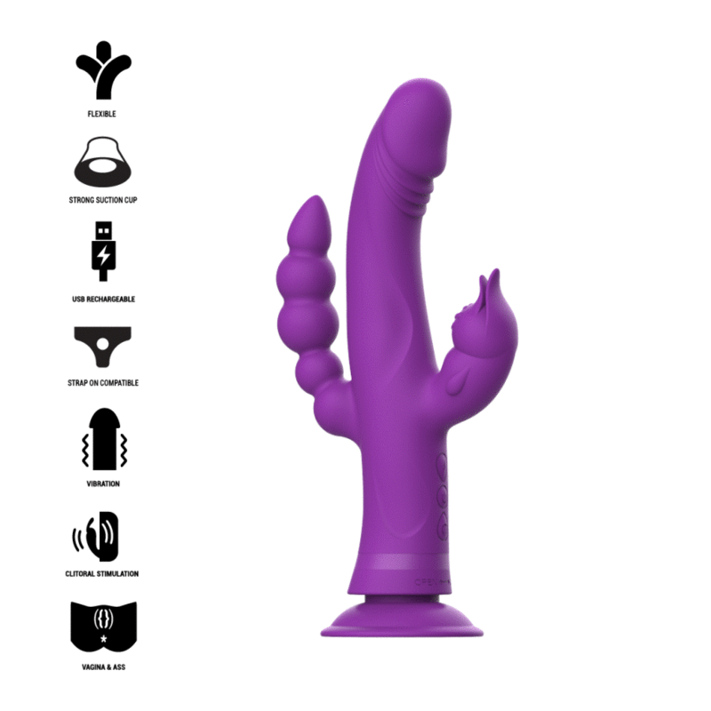 INTENSE - CASANOVA RABBIT SILICONE VIBRATOR TRIPLE PURPLE MOTOR