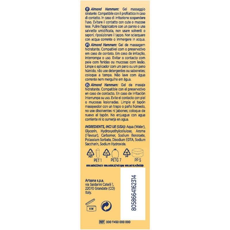 CONTROL - GEL DE MASAJE HAMMAM DE ALMENDRAS 3 EN 1 200 ML