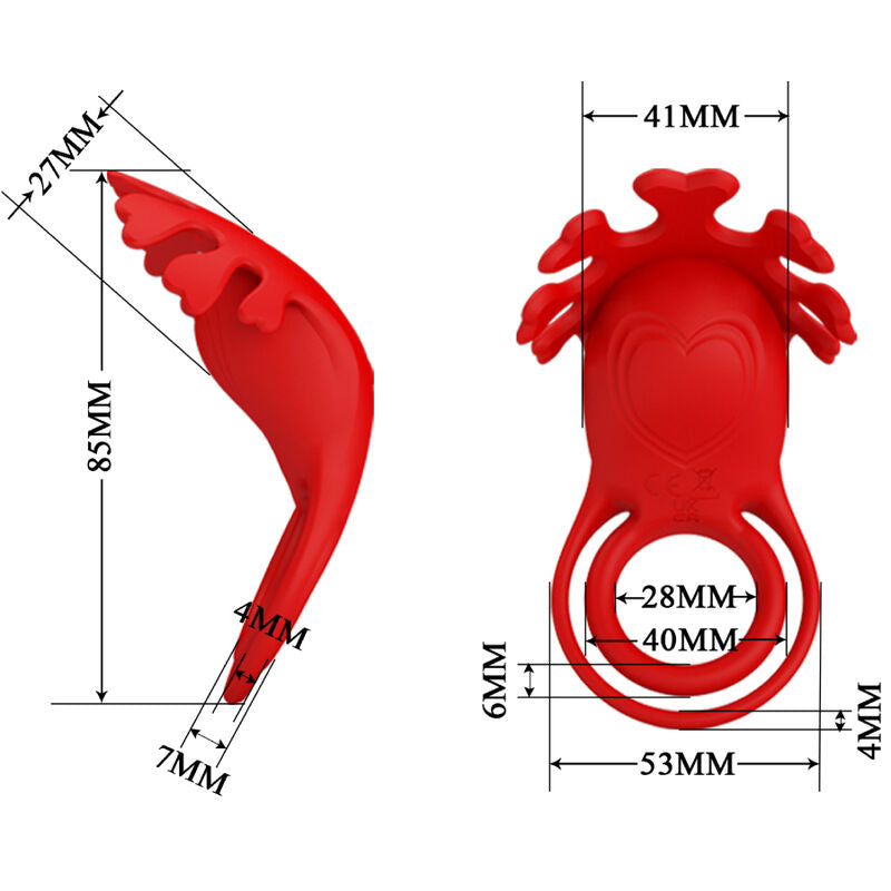 PRETTY LOVE - ANEL VIBRADOR RUBEN 7 VIBRAÇÕES SILICONE VERMELHO