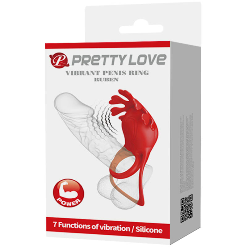 PRETTY LOVE - ANEL VIBRADOR RUBEN 7 VIBRAÇÕES SILICONE VERMELHO