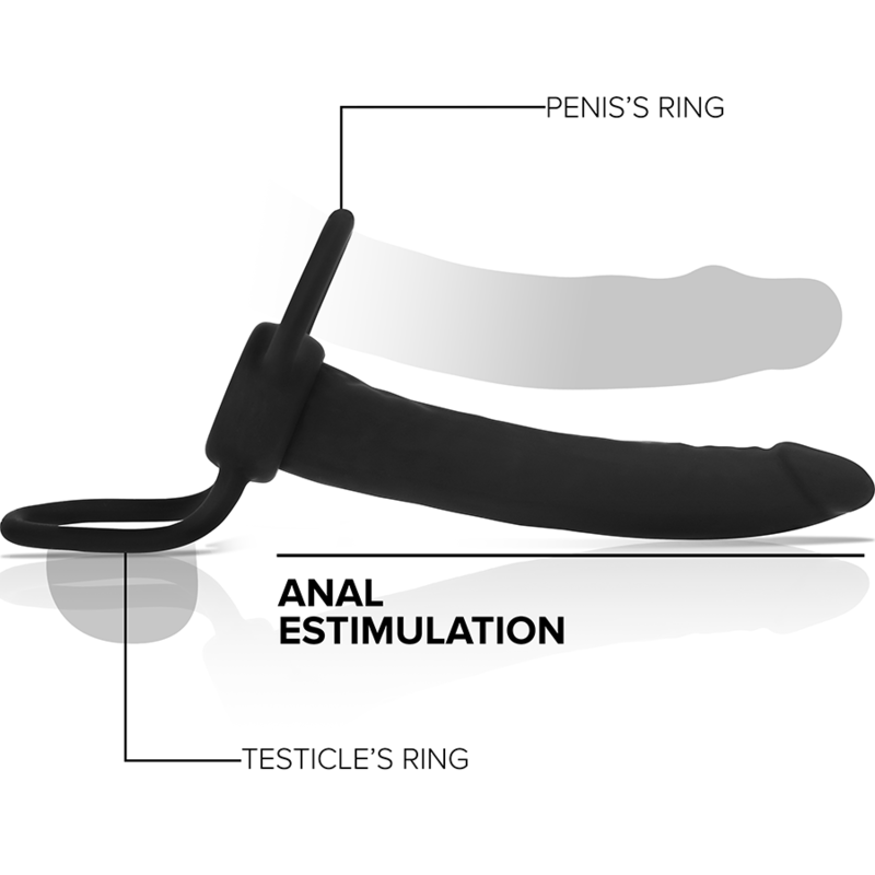 MITOLOGÍA - COBI ONYX DILDO ANAL CON ANILLO PARA PENE Y TESTÍCULOS 13 CM SILICONA