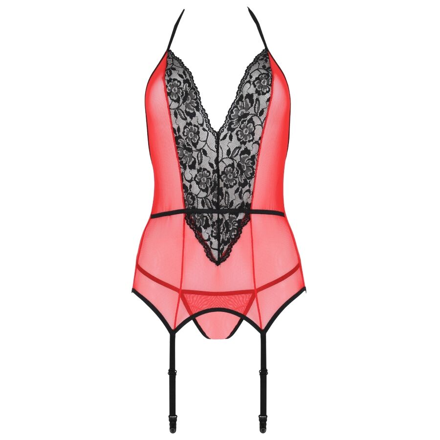 PASSION - CORSET PEÔNIA LINHA ERÓTICA VERMELHO L/XL