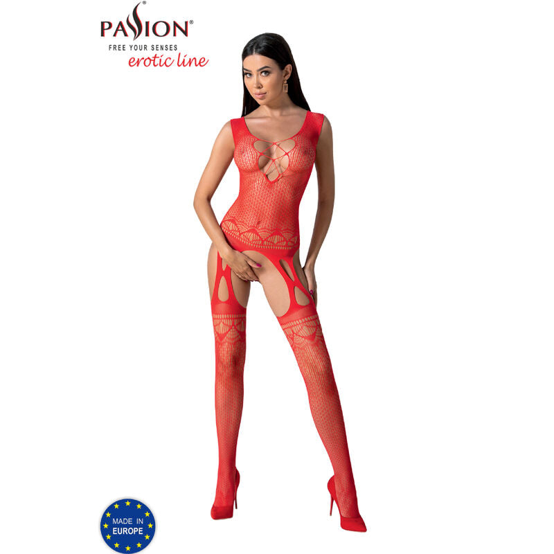 PASSION - BS099 BODYSTOCKING ROJO TALLA ÚNICA