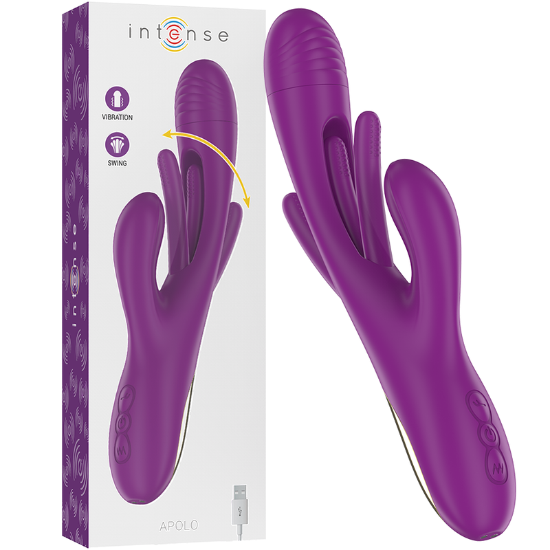 INTENSO - VIBRADOR MULTIFUNCIONAL RECARREGÁVEL APOLO 7 VIBRAÇÕES COM MOVIMENTO DE OSCILAÇÃO ROXO