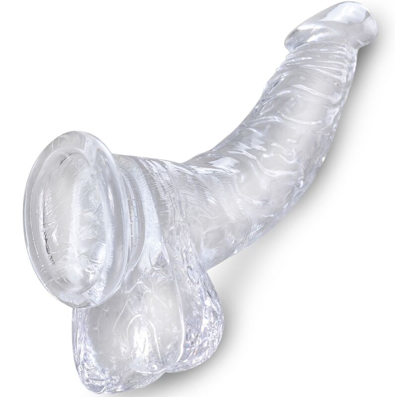 KING COCK - PENE CURVO REALISTA CLARO CON BOLAS 16,5 CM TRANSPARENTE