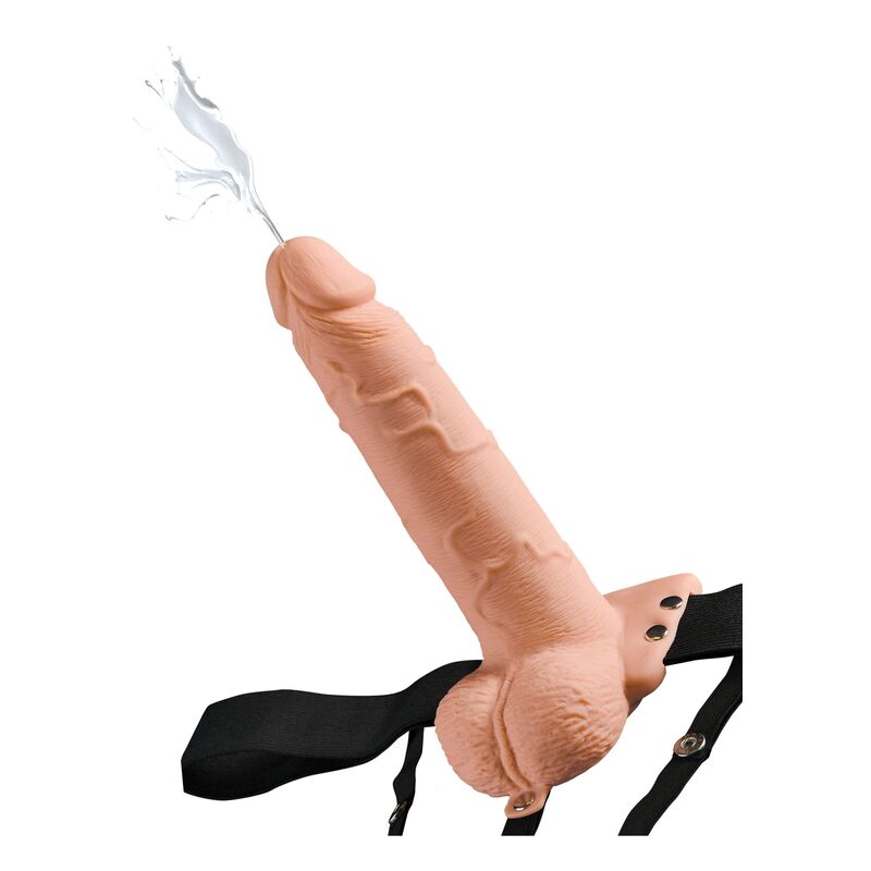 SÉRIE FETISH FANTASY - ARREIO AJUSTÁVEL PÊNIS REALISTA COM BOLAS ESGUICHADAS 19 CM