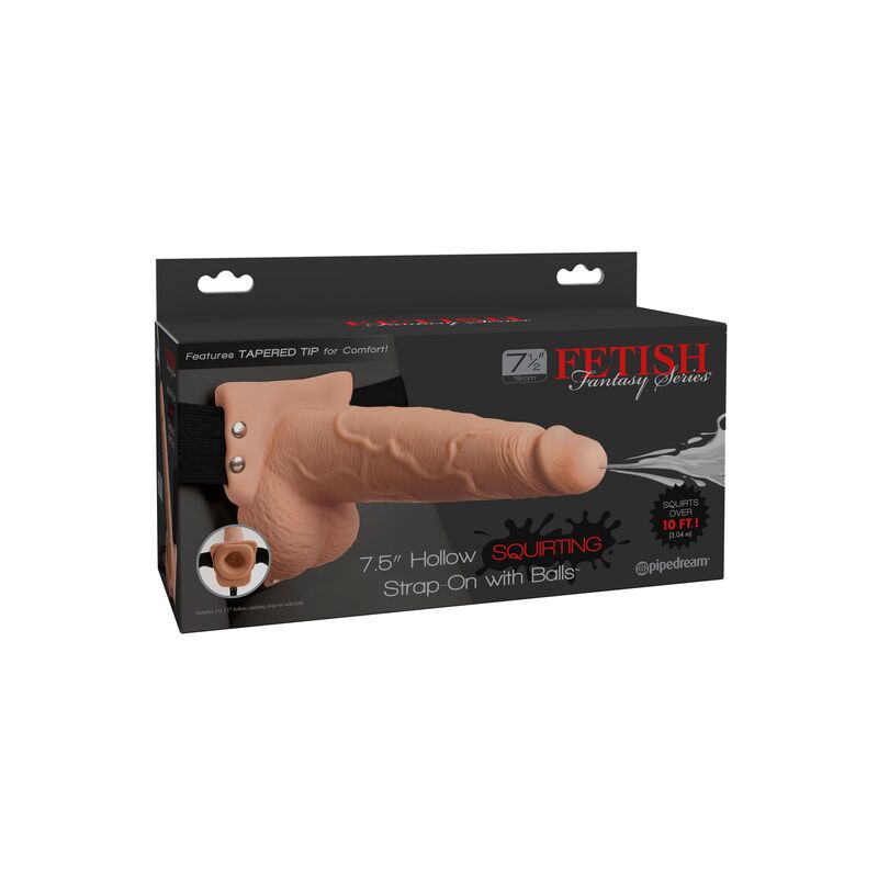 SÉRIE FETISH FANTASY - ARREIO AJUSTÁVEL PÊNIS REALISTA COM BOLAS ESGUICHADAS 19 CM