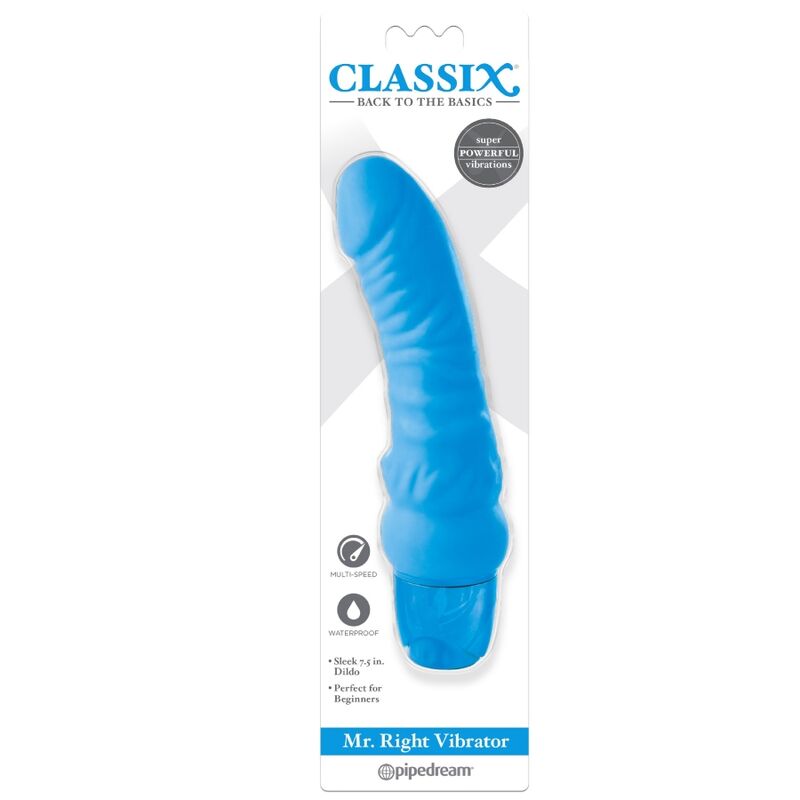 CLASSIX - DILDO VIBRANTE MR. MULTIVELOCIDAD DERECHA 15,5 CM AZUL