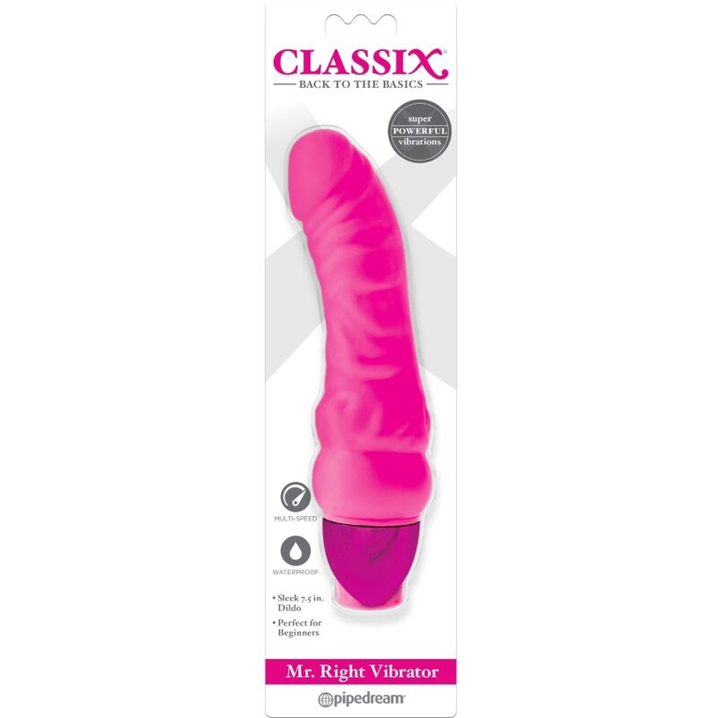 CLASSIX - DILDO VIBRANTE MR. DIREITA MULTI-VELOCIDADE 15,5 CM ROSA