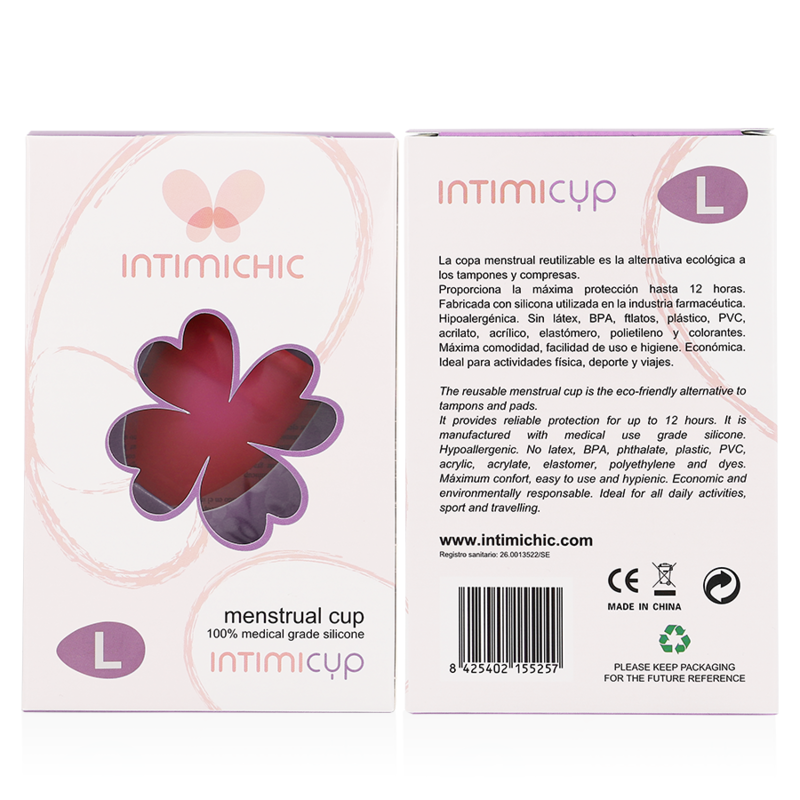 INTIMICHIC - COPO MENSTRUAL DE SILICONE DE GRAU MÉDICO - TAMANHO G