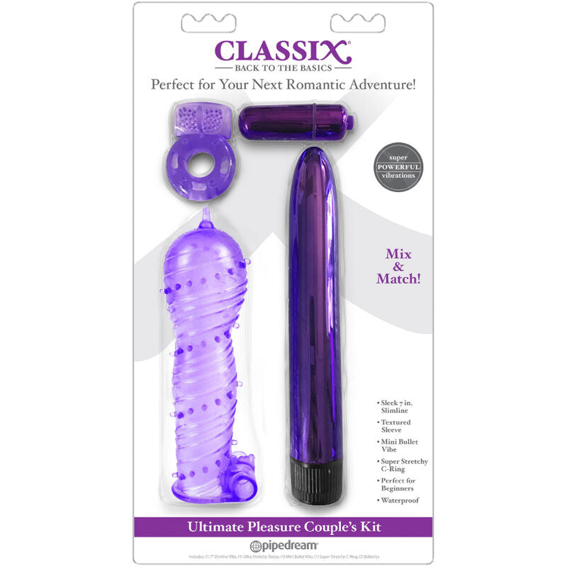 CLASSIX - KIT PARA PAREJAS CON ARO, FUNDA Y BALAS MORADA