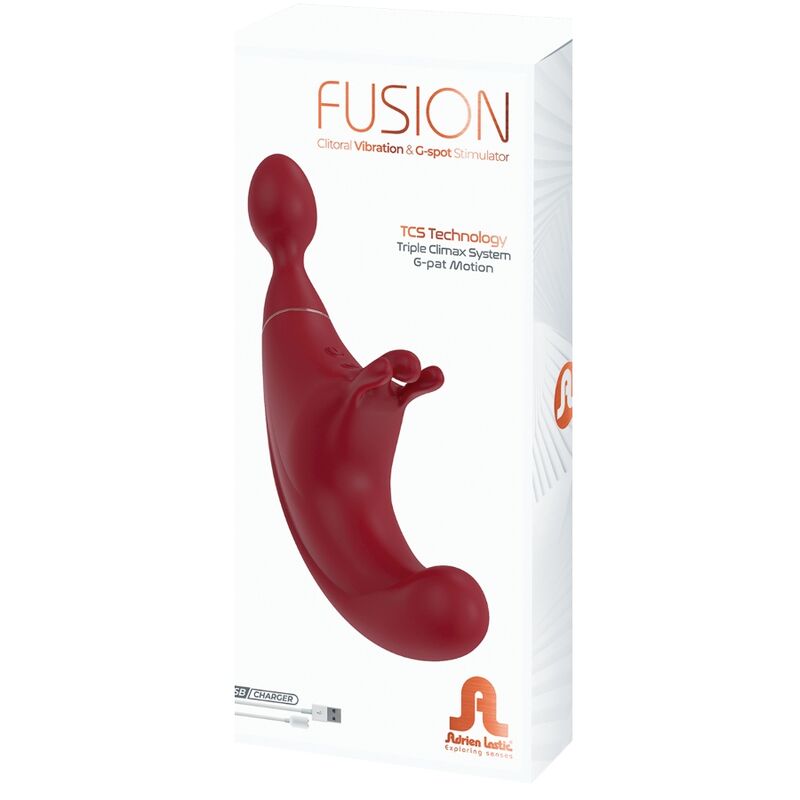 ADRIEN LASTIC - ESTIMULADOR DE CLITÓRIS TRIPLO FUSION E PONTO G VERMELHO