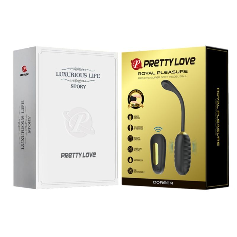 PRETTY LOVE - DOREEN LUXURY RECARREGÁVEL VIBRANTE OVO PRETO CONTROLE REMOTO