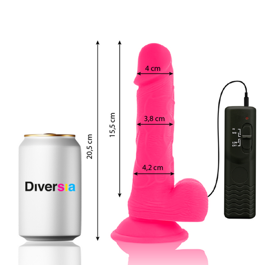 DIVERSIA - DILDO REALÍSTICO FLEXIBLE CON VIBRACIÓN ROSA 20.5 CM -O- 4.2 CM