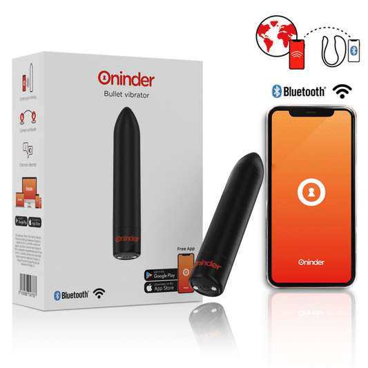 ONINDER - VIBRADOR BERLIN BULLET PRETO 9 MODOS 8,5 X 2 CM - APLICATIVO GRÁTIS