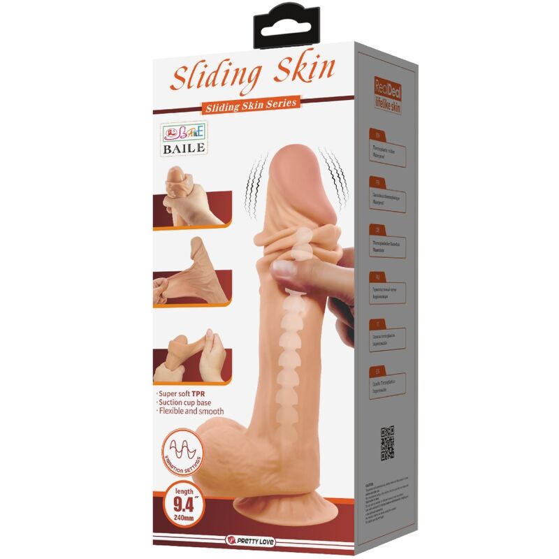 PRETTY LOVE - SÉRIE PELE DESLIZANTE DILDO REALISTA COM VENTOSA DESLIZANTE CONTROLE REMOTO CARNE 24 CM