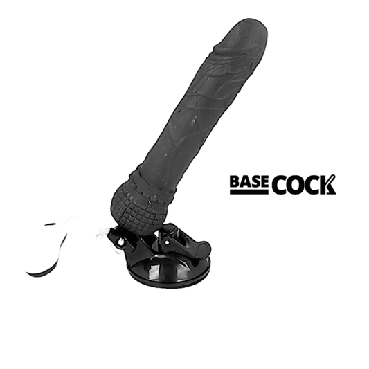 BASECOCK - VIBRADOR REALISTA CONTROLE REMOTO PRETO 19,5 CM -O- 4 CM