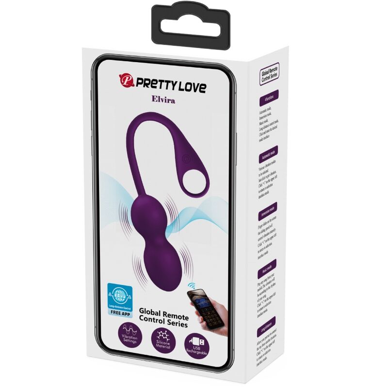 PRETTY LOVE - CONTROLE REMOTO DO APLICATIVO ELVIRA KEGEL BALLS ROXO