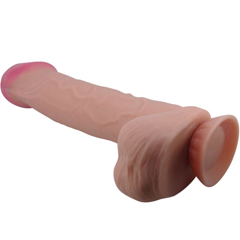 PRETTY LOVE - SÉRIE PELE DESLIZANTE DILDO REALISTA COM VENTOSA DESLIZANTE MARROM 26 CM