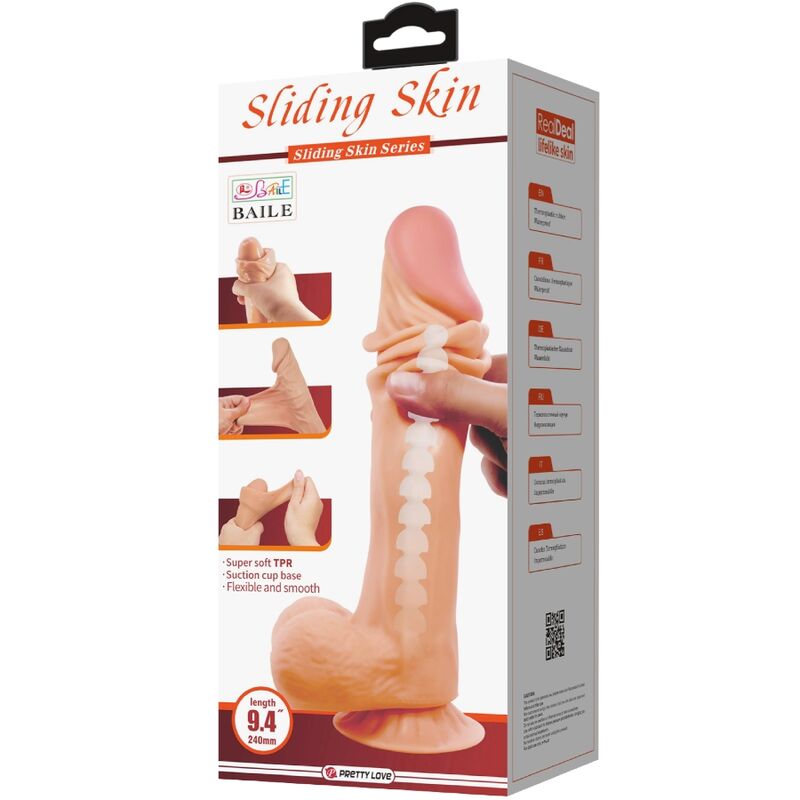 PRETTY LOVE - SÉRIE PELE DESLIZANTE DILDO REALISTA COM VENTOSA DESLIZANTE 24 CM