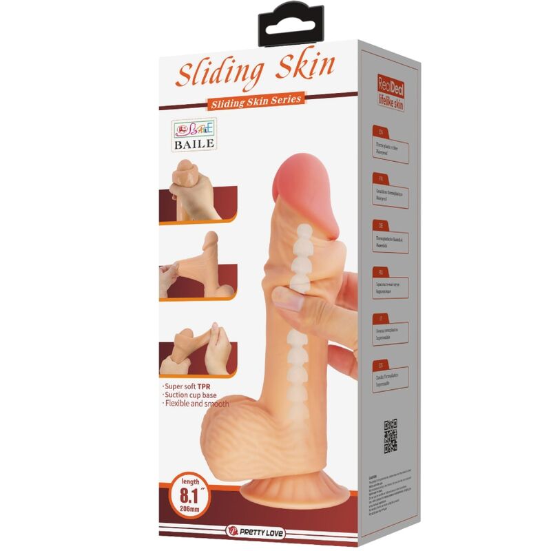 PRETTY LOVE - SÉRIE PELE DESLIZANTE DILDO REALISTA COM VENTOSA DESLIZANTE 20,6 CM