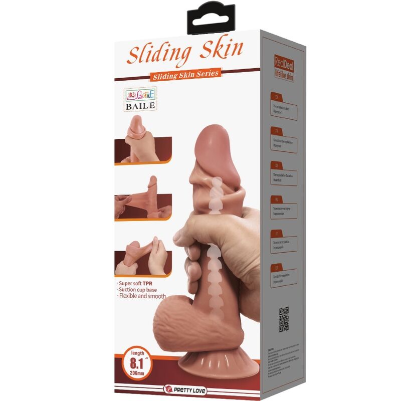 PRETTY LOVE - SÉRIE SKIN DESLIZANTE DILDO REALISTA COM VENTOSA DESLIZANTE DE PELE MARROM 19,4 CM