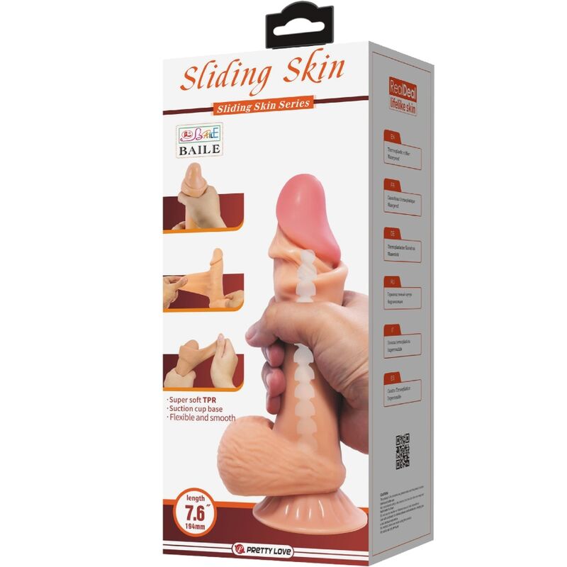 PRETTY LOVE - SÉRIE PELE DESLIZANTE DILDO REALISTA COM VENTOSA DESLIZANTE 19,4 CM