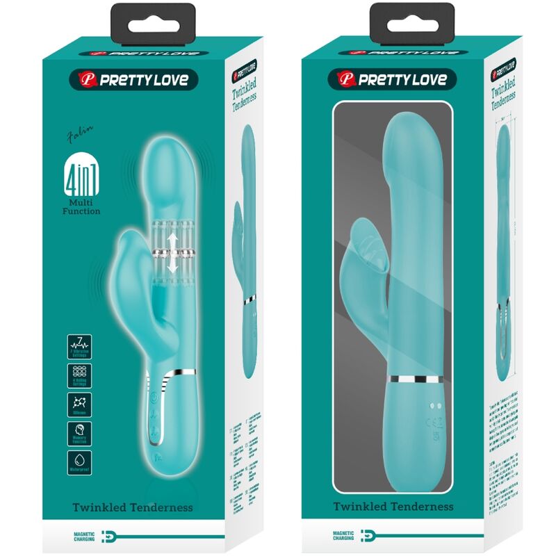 PRETTY LOVE - VIBRADOR COELHO PÉROLAS VERDE ÁGUA